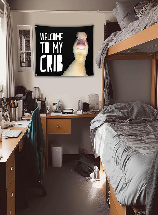 Cuiliqun Welcome to My Crib Duck Flag 3x5 Ft Funny Tapestry Flags for Bedroom Room Guys College Dorm Cool Meme Flags Posters Banners for Room Man Cave Wall Art Posters Decor - Image 4